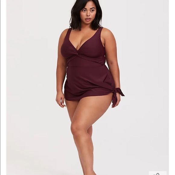 TORRID burgundy skirted one piece, 4X. - Picture 9 of 12